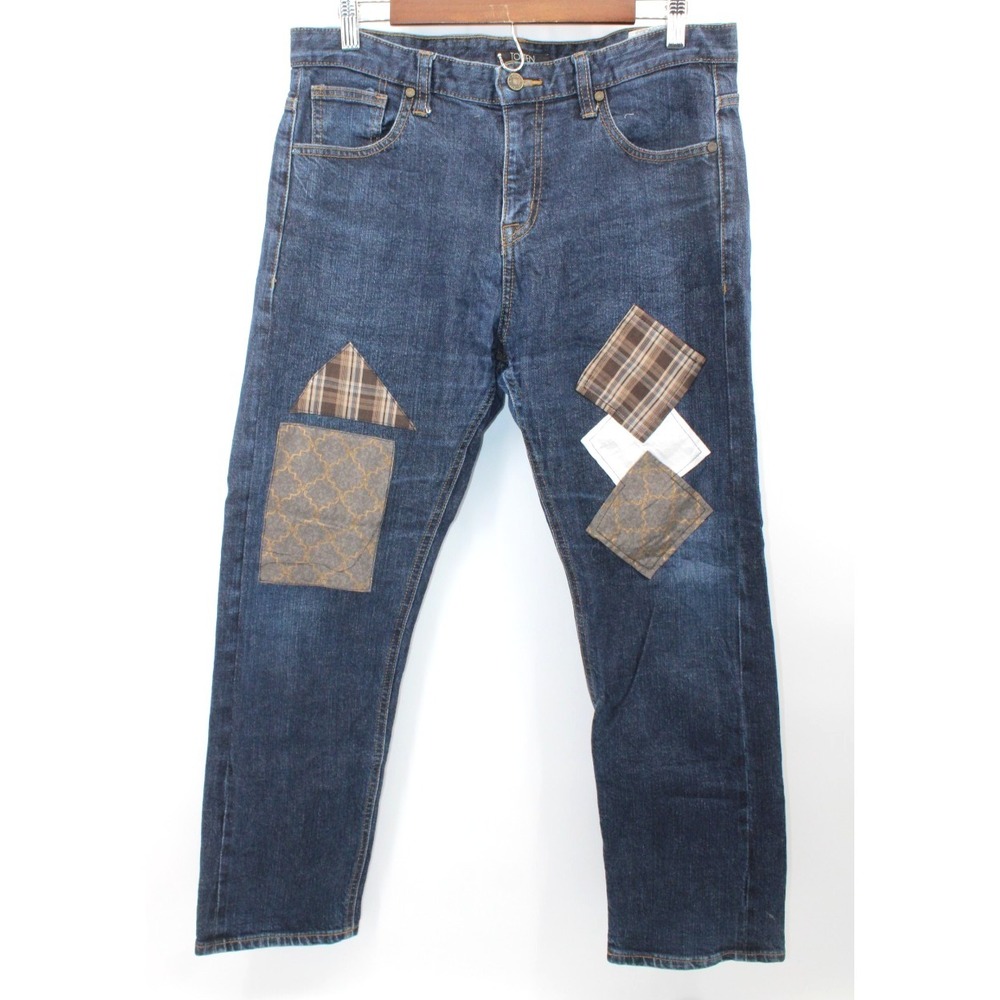 Topten Jeans Dark Wash Slim Straight Japan Selvedge Patched Bohemian Fits 34x28